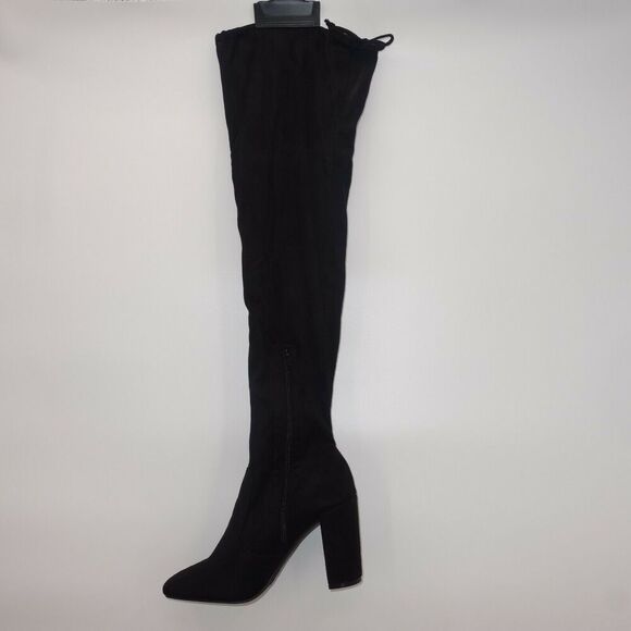 NEW Wild Diva Lounge Slay Over The Knee Tie Up High Block Heel Boots Women's 7.5 - Picture 5 of 7